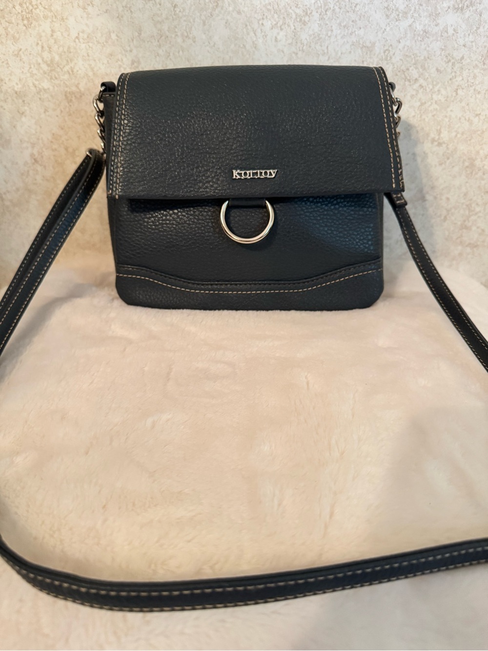 Koltov Blue Crossbody Bag with Silver  Detail